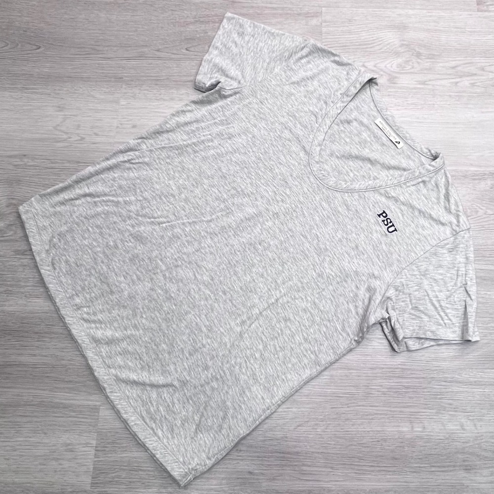PSU Penn State Heather Gray Scoop V-Neck Abigail Collins T-Shirt Size M USA Made